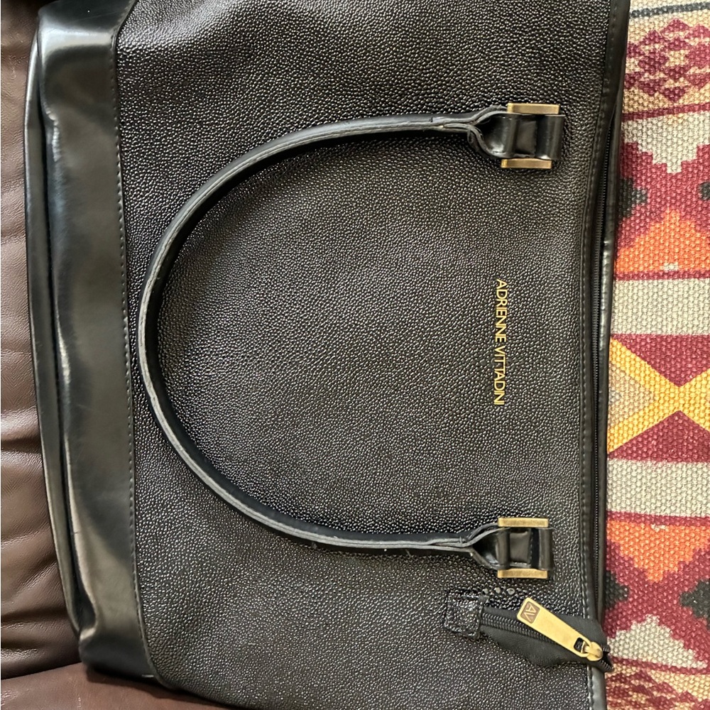 Adrienne Vittadini Black Handbag with Gold Details